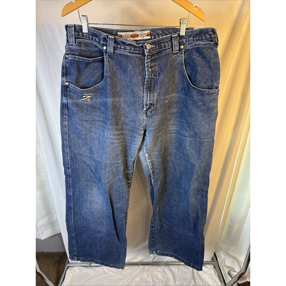 Vintage Zonz  Jeans Men JNCO Style Rave Wide Leg Baggy 90s Y2K 40x32 Embroidered